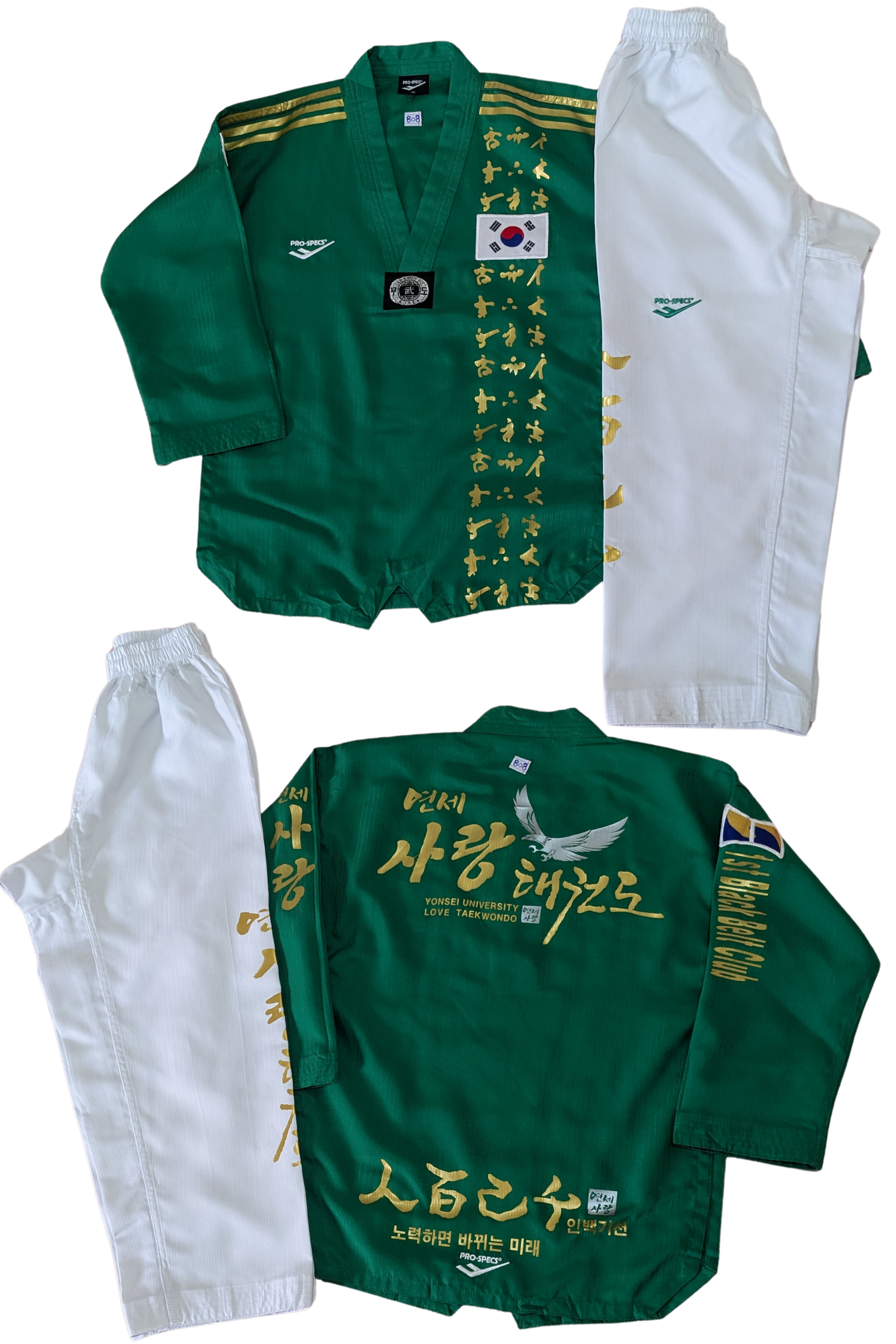 Taekwondo pro specs uniform (150 sized /green color )