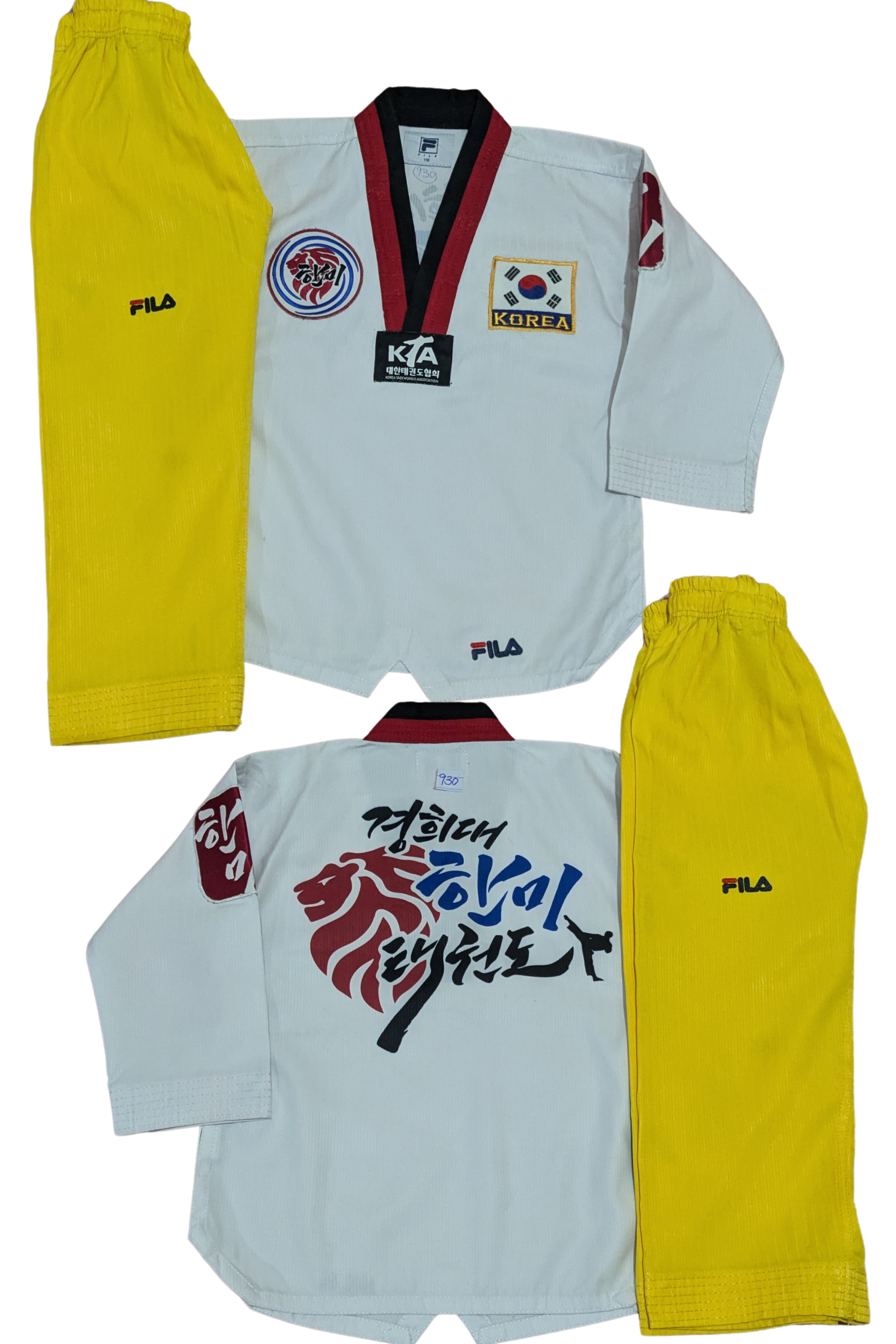 Taekwondo fila uniform (110 sized /white color )